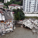An aerial photo shows the destruction after floods and mudslides killed about three dozens of people, in Bozkurt town of Kastamonu province, Turkey, Friday, Aug. 13, 2021.